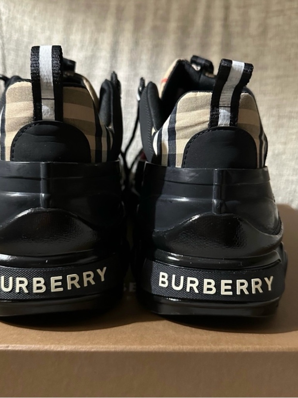 Burberry Black, Red & Beige Check Trail Sneakers - Picture 8 of 10